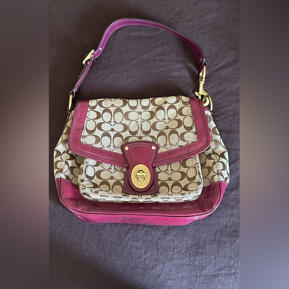 Coach Pink and Tan Crossbody Bag